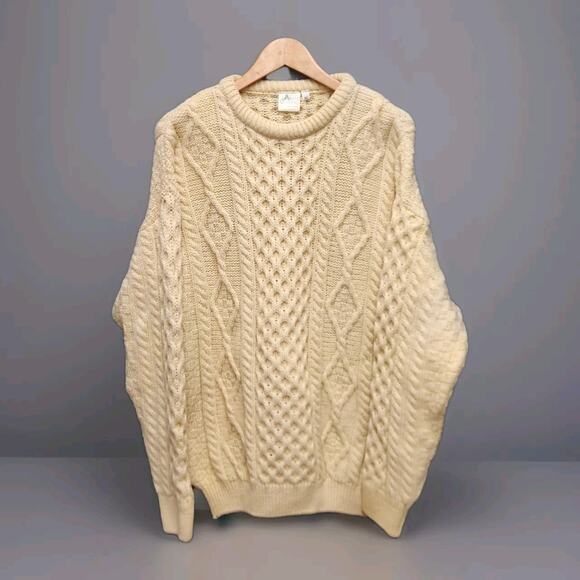 Aran Country Knitwear Donegal Ireland Yellow Fishermans...